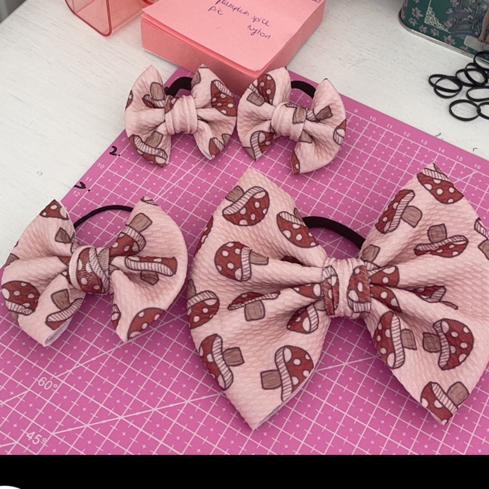 Liverpool Bullet Fabric Mushroom Print • Boho • DIY Hair Bow